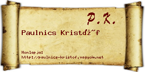 Paulnics Kristóf névjegykártya